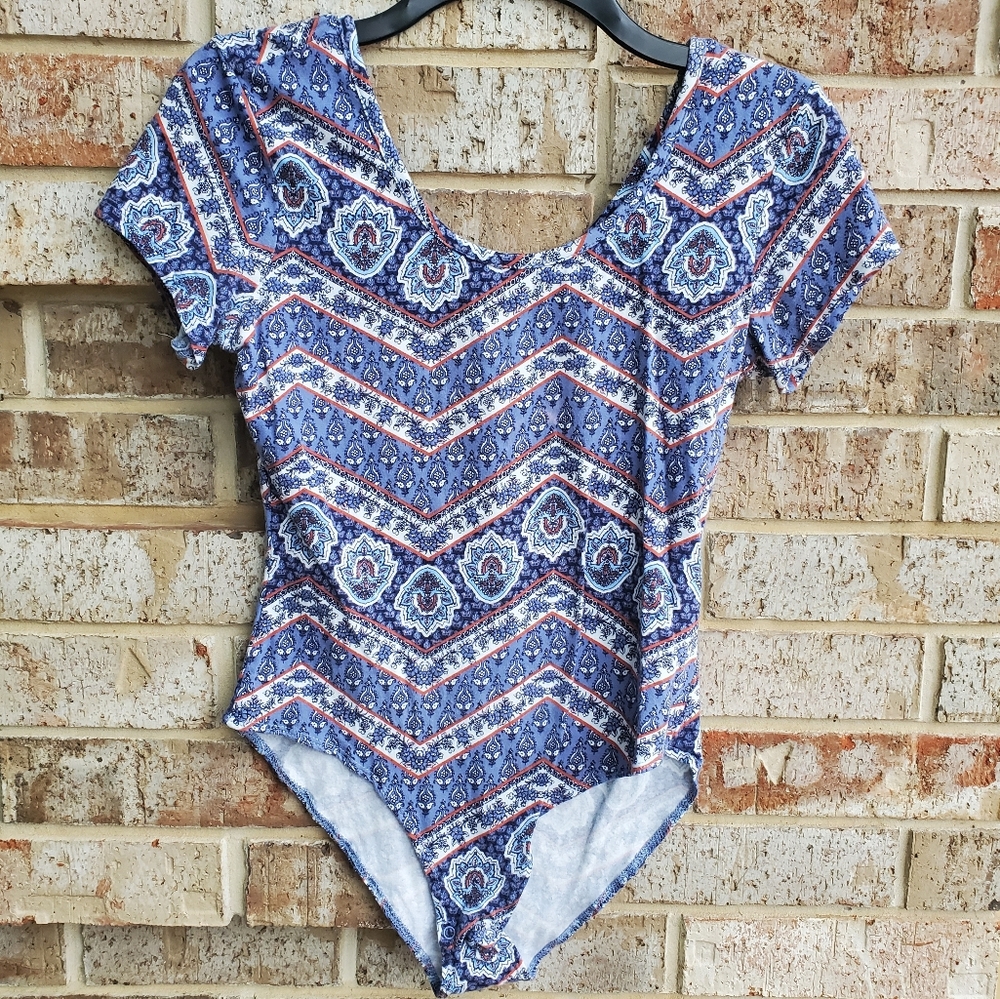 [No Comment] Printed Blue Unitard